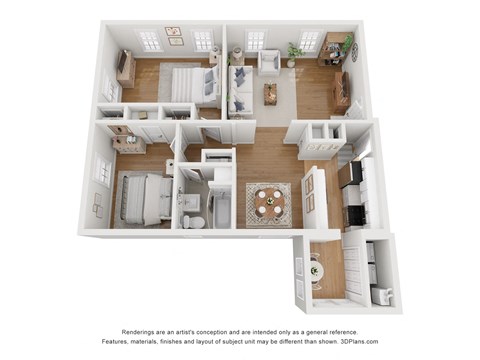 Floor plan for 2 beds, 1 bath, 910 sqft